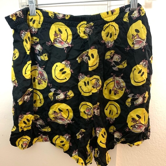Vintage Looney Tunes Mania Silk Smiley Brief Short Underwear Black Yellow XL - Picture 5 of 14
